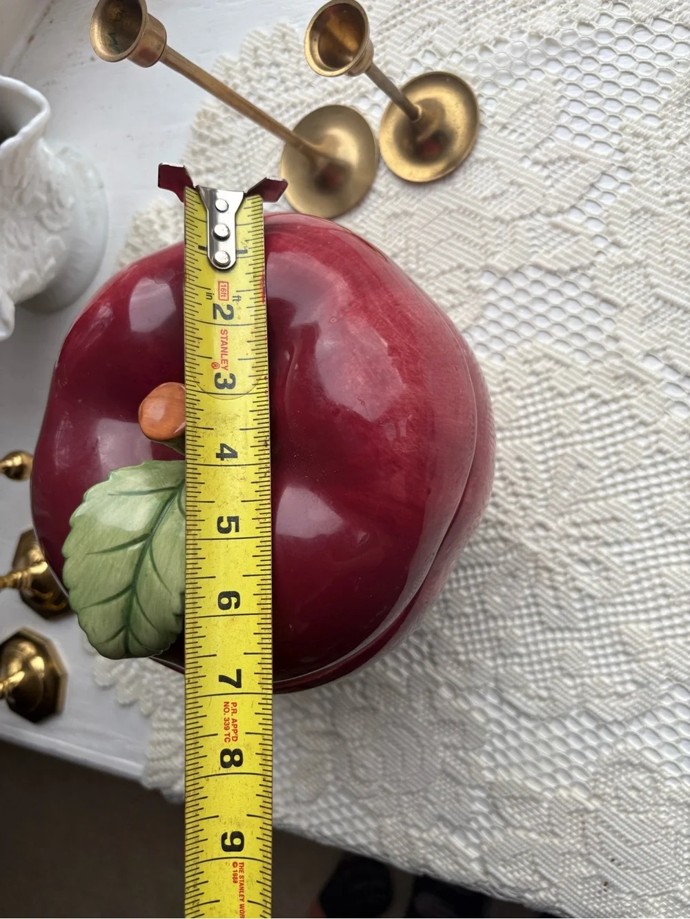 Decorative Ceramic Apple Jar - Red